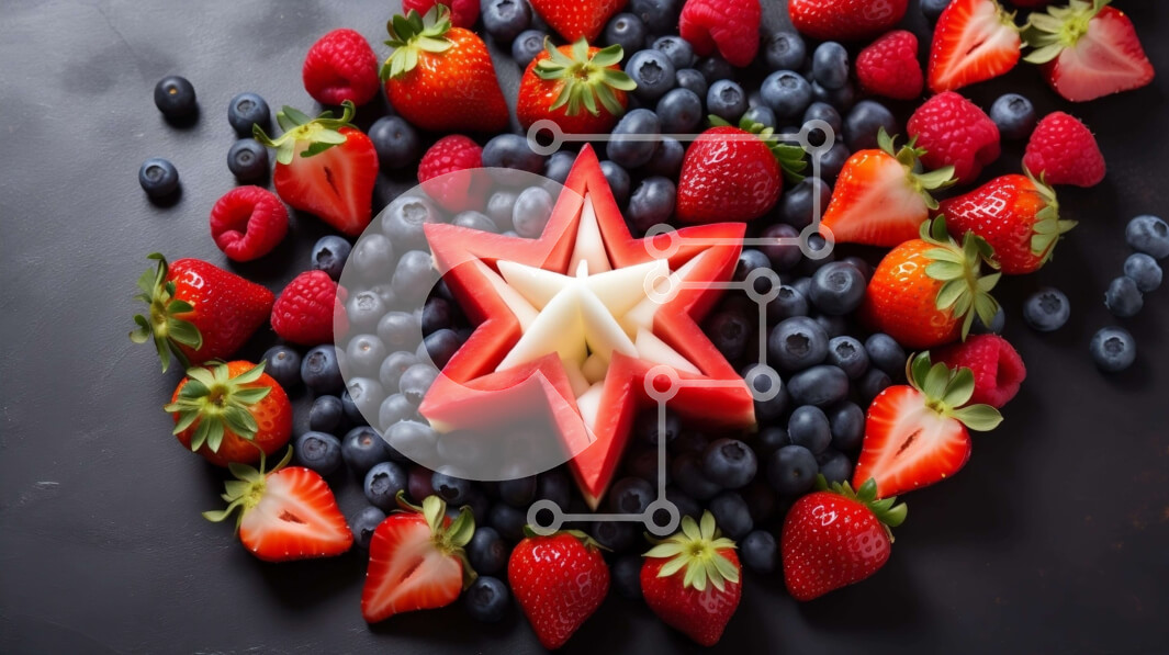 Σετ των 2 Intra Συλλεκτικό Ξύλινο Παζλ Plywood  4mm - Φρουτοσύνθεση σε σχήμα αστεριού με φράουλες, βατόμουρα και σμέουρα Σε Ξύλινο Κουτί - Διαστάσεις: 10x10 cm – 25 κομμάτια