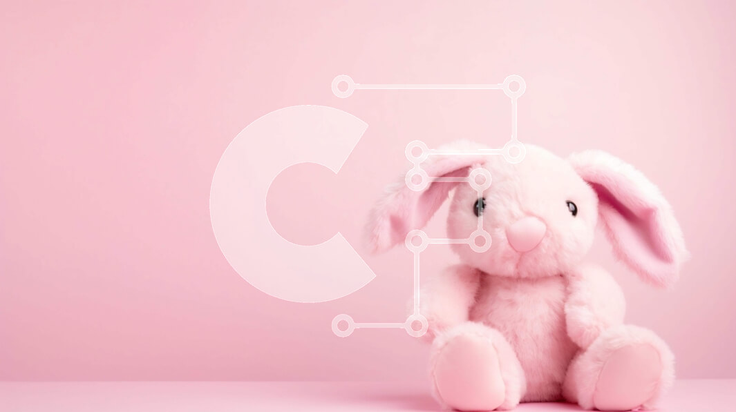 Intra Συλλεκτικό Ξύλινο Παζλ Plywood  4mm - Ροζ λαγουδάκι γεμιστό ζώο σε αφηρημένο φόντο Σε Ξύλινο Κουτί - Διαστάσεις: 10x10 cm – 25 κομμάτια