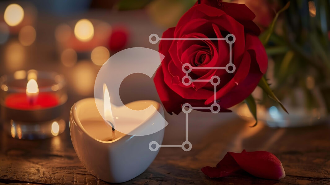 Intra Συλλεκτικό Ξύλινο Παζλ Plywood  4mm - Ρομαντικό τραπέζι του Αγίου Βαλεντίνου με τριαντάφυλλο και κεριά Σε Ξύλινο Κουτί - Διαστάσεις Puzzle: 10x10 cm – 25 κομμάτια