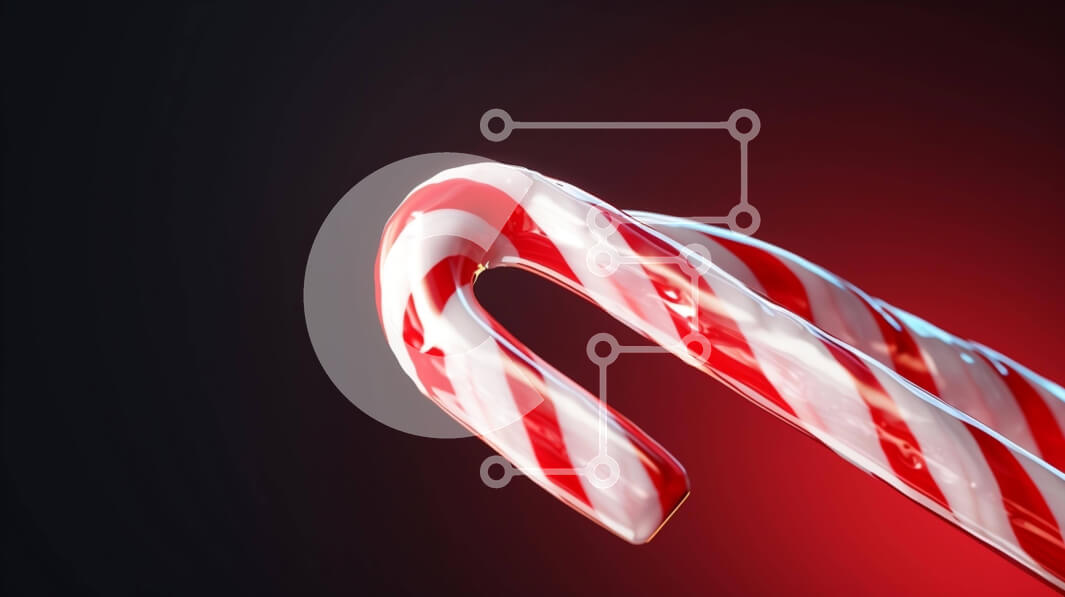 Intra Συλλεκτικό Ξύλινο Παζλ Plywood  4mm - Μπαστούνι καραμελών με κόκκινες και λευκές ρίγες σε σκούρο φόντο Σε Ξύλινο Κουτί - Διαστάσεις: 10x10 cm – 25 κομμάτια