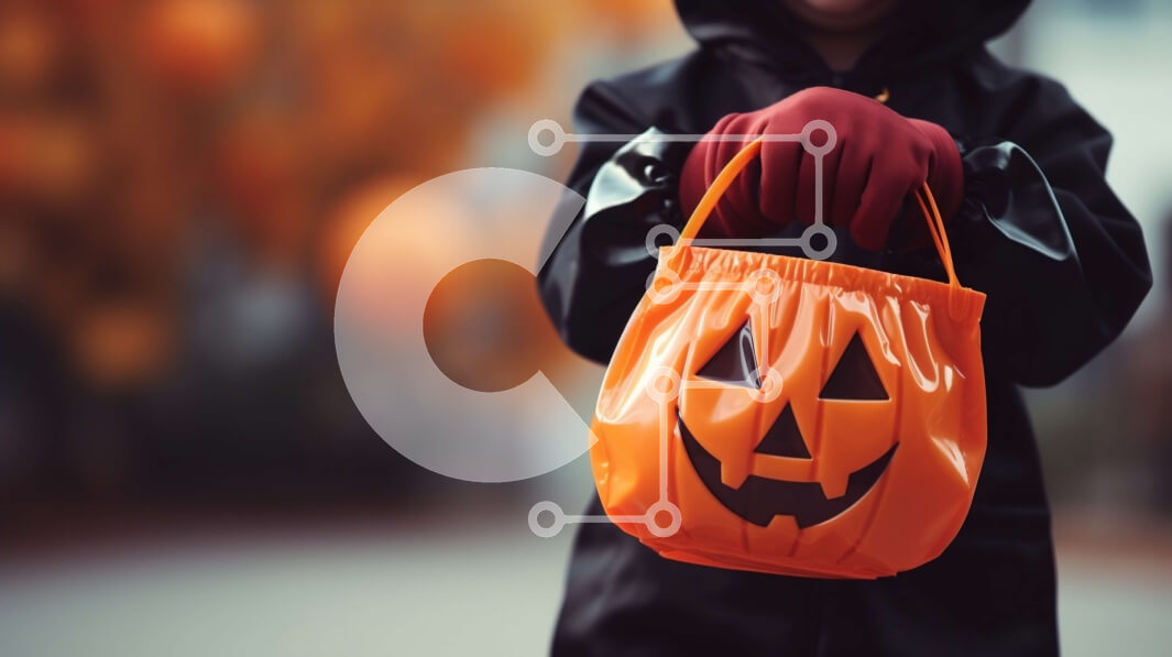 Intra Συλλεκτικό Ξύλινο Παζλ Plywood  4mm - Παιδί με τσάντα σε σχήμα κολοκύθας στις Απόκριες Σε Ξύλινο Κουτί - Διαστάσεις: 10x10 cm – 25 κομμάτια