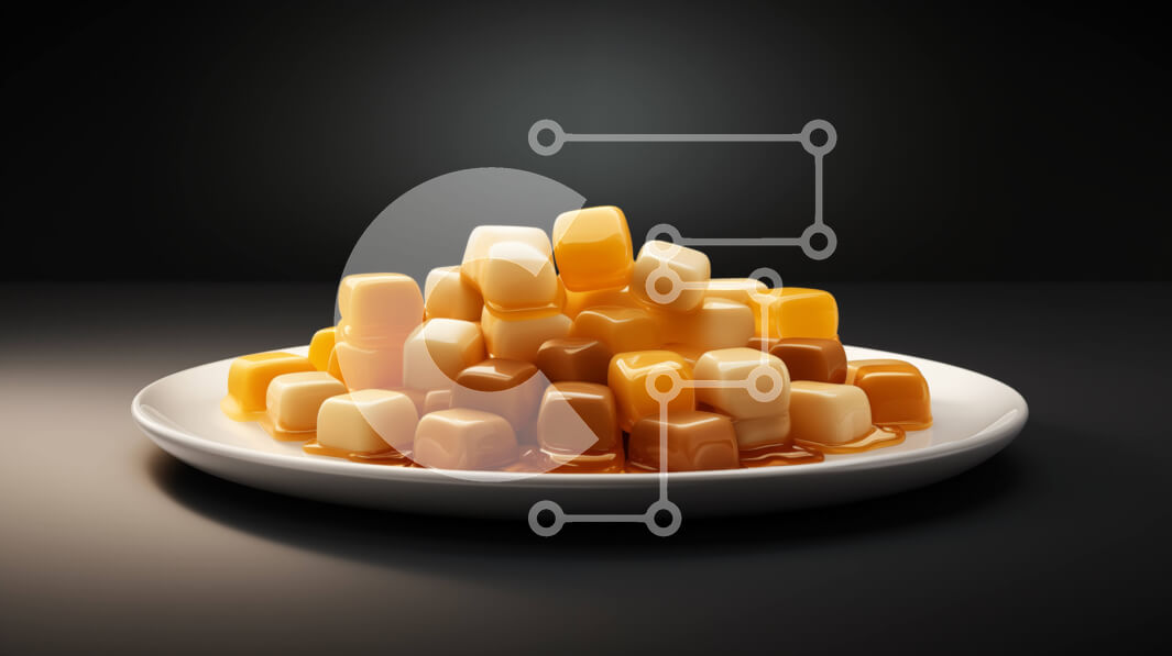 Σετ των 2 Intra Συλλεκτικό Ξύλινο Παζλ Plywood  4mm - Κύβοι καραμέλας και σοκολάτα σε ένα πιάτο Σε Ξύλινο Κουτί - Διαστάσεις: 10x10 cm – 25 κομμάτια