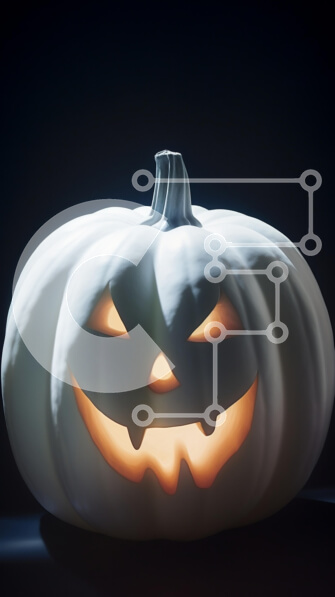 Intra Συλλεκτικό Ξύλινο Παζλ Plywood  4mm - Λαμπερή λευκή διακόσμηση κολοκύθας για το Halloween Σε Ξύλινο Κουτί - Διαστάσεις Puzzle: 10x10 cm – 25 κομμάτια