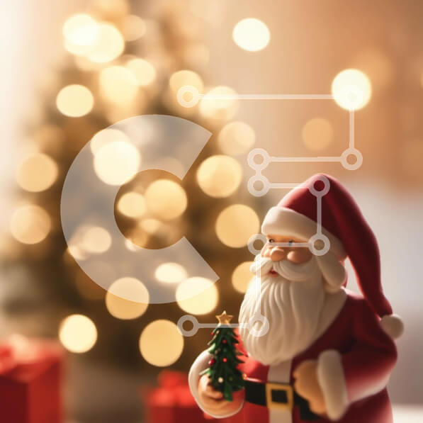 Intra Συλλεκτικό Ξύλινο Παζλ Plywood  4mm - Ειδώλιο Άγιου Βασίλη με το χριστουγεννιάτικο δέντρο Σε Ξύλινο Κουτί - Διαστάσεις: 10x10 cm – 25 κομμάτια