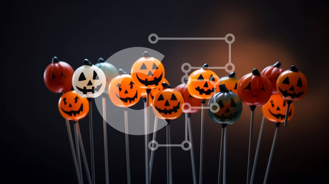 Intra Συλλεκτικό Ξύλινο Παζλ Plywood  4mm - Jack-O'-Lantern Lollipops κολοκύθας σε τραπέζι με θέμα το Halloween Σε Ξύλινο Κουτί - Διαστάσεις Puzzle: 10x10 cm – 25 κομμάτια