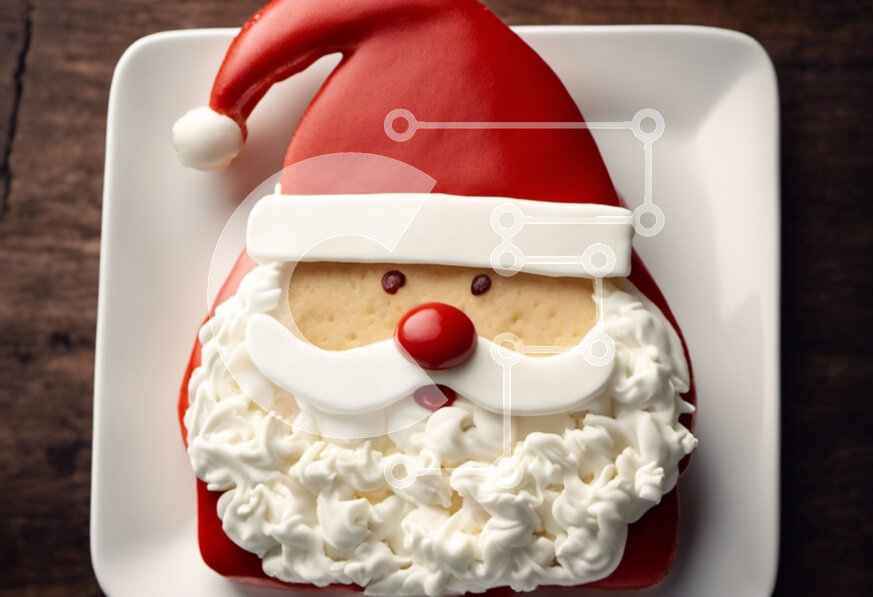 Σετ των 2 Intra Συλλεκτικό Ξύλινο Παζλ Plywood  4mm - Κέικ Άγιου Βασίλη στο άσπρο πιάτο Σε Ξύλινο Κουτί - Διαστάσεις: 10x10 cm – 25 κομμάτια