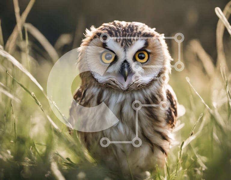 Intra Συλλεκτικό Ξύλινο Παζλ Plywood  4mm - Μικρή κουκουβάγια στο πεδίο της ψηλής χλόης Σε Ξύλινο Κουτί - Διαστάσεις: 10x10 cm – 25 κομμάτια