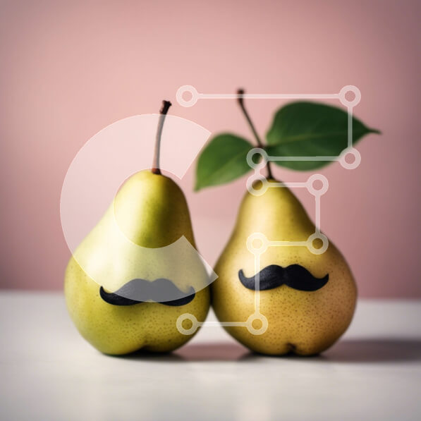 Σετ των 2 Intra Συλλεκτικό Ξύλινο Παζλ Plywood  4mm - Δύο αχλάδια με μουστάκια σε λευκή επιφάνεια Σε Ξύλινο Κουτί - Διαστάσεις: 10x10 cm – 25 κομμάτια