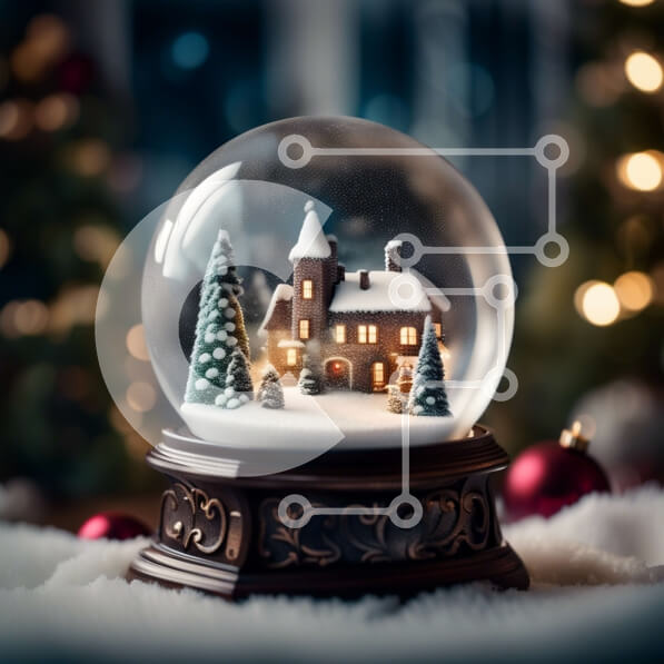 Intra Συλλεκτικό Ξύλινο Παζλ Plywood  4mm - Εορταστική Snow Globe με μινιατούρα χωριού και χριστουγεννιάτικα δέντρα Σε Ξύλινο Κουτί - Διαστάσεις: 10x10 cm – 25 κομμάτια
