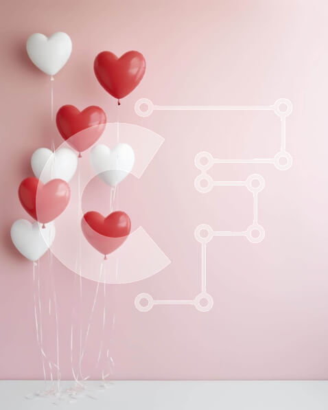 Intra Συλλεκτικό Ξύλινο Παζλ Plywood  4mm - Κόκκινα και λευκά μπαλόνια σε σχήμα καρδιάς για ειδικές περιστάσεις Σε Ξύλινο Κουτί - Διαστάσεις: 10x10 cm – 25 κομμάτια