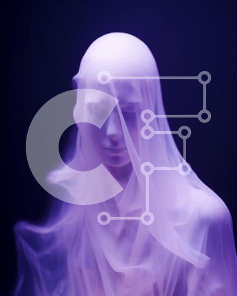 Intra Συλλεκτικό Ξύλινο Παζλ Plywood  4mm - Μωβ γυναίκα με λευκό πέπλο - Φωτογραφία μόδας Σε Ξύλινο Κουτί - Διαστάσεις Puzzle: 10x10 cm – 25 κομμάτια