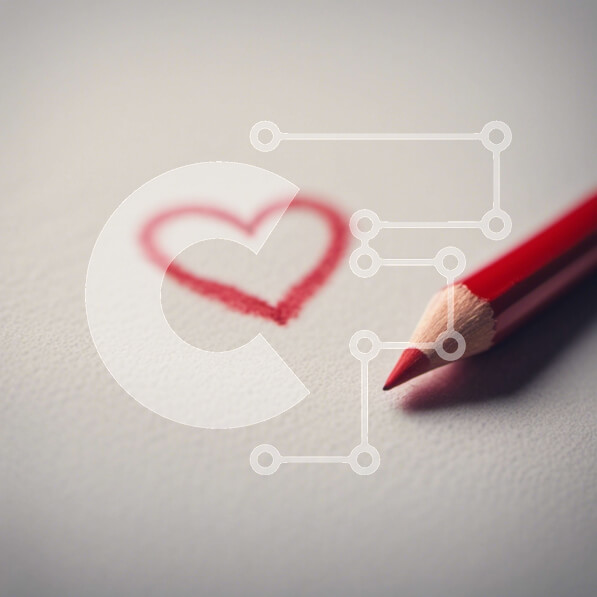 Intra Συλλεκτικό Ξύλινο Παζλ Plywood  4mm - Κόκκινο μολύβι με σχέδιο καρδιάς σε λευκό χαρτί Σε Ξύλινο Κουτί - Διαστάσεις: 10x10 cm – 25 κομμάτια