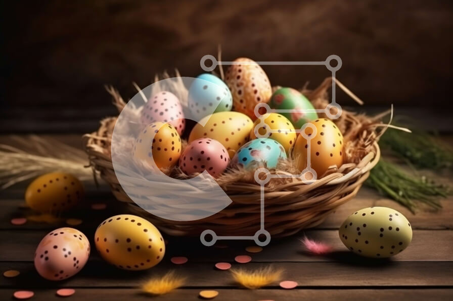 Intra Συλλεκτικό Ξύλινο Παζλ Plywood  4mm - Όμορφη εικόνα των πασχαλινών αυγών σε ένα ξύλινο τραπέζι Σε Ξύλινο Κουτί - Διαστάσεις: 10x10 cm – 25 κομμάτια