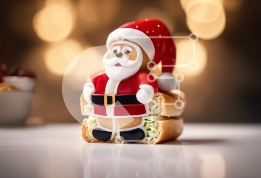 Σετ των 2 Intra Συλλεκτικό Ξύλινο Παζλ Plywood  4mm - Παιχνίδι Άγιος Βασίλης σε ανοιχτό σάντουιτς με φρούτα και λαχανικά Σε Ξύλινο Κουτί - Διαστάσεις: 10x10 cm – 25 κομμάτια