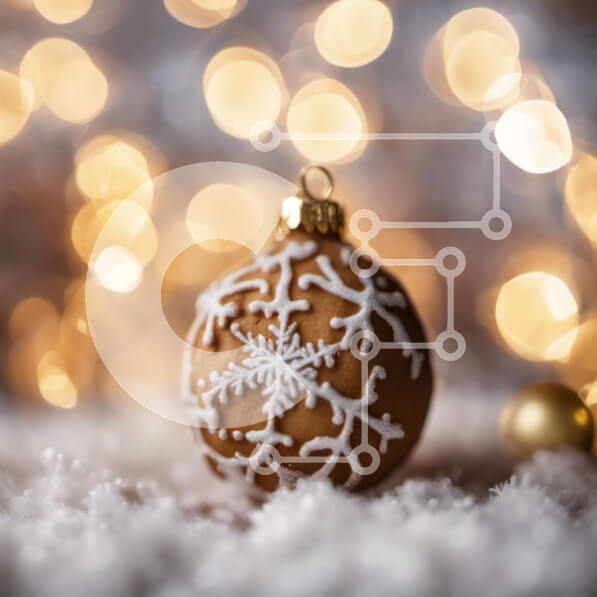 Intra Συλλεκτικό Ξύλινο Παζλ Plywood  4mm - Χριστουγεννιάτικο στολίδι νιφάδα χιονιού με χρυσά και λευκά διακοσμητικά Σε Ξύλινο Κουτί - Διαστάσεις: 10x10 cm – 25 κομμάτια