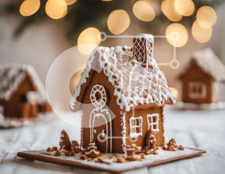 Intra Συλλεκτικό Ξύλινο Παζλ Plywood  4mm - Χριστουγεννιάτικο στολίδι με μελόψωμο σπιτιού Σε Ξύλινο Κουτί - Διαστάσεις: 10x10 cm – 25 κομμάτια