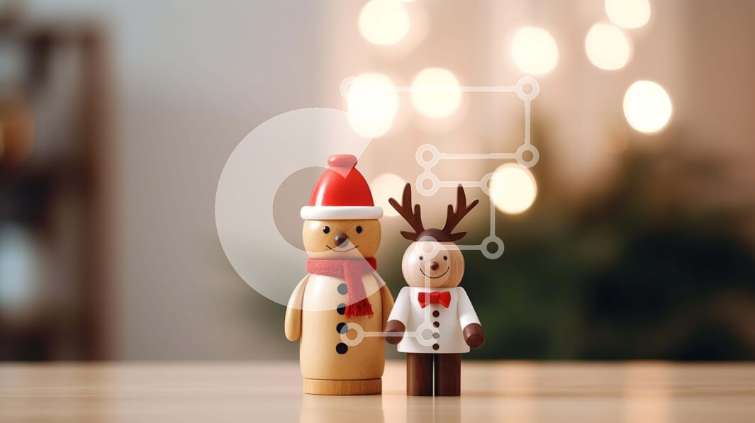 Intra Συλλεκτικό Ξύλινο Παζλ Plywood  4mm - Ξύλινα ειδώλια ταράνδων στο τραπέζι με εορταστικά φώτα Σε Ξύλινο Κουτί - Διαστάσεις: 10x10 cm – 25 κομμάτια