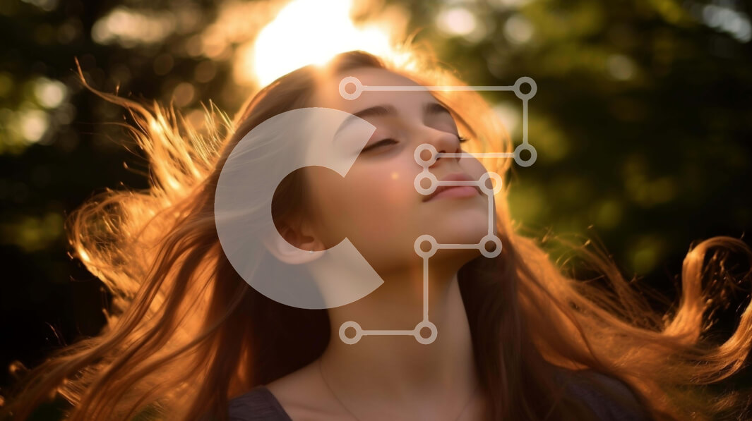 Intra Συλλεκτικό Ξύλινο Παζλ Plywood  4mm - Γαλήνιο ηλιοβασίλεμα: Νεαρή γυναίκα με τριχωτά μαλλιά Σε Ξύλινο Κουτί - Διαστάσεις Puzzle: 10x10 cm – 25 κομμάτια