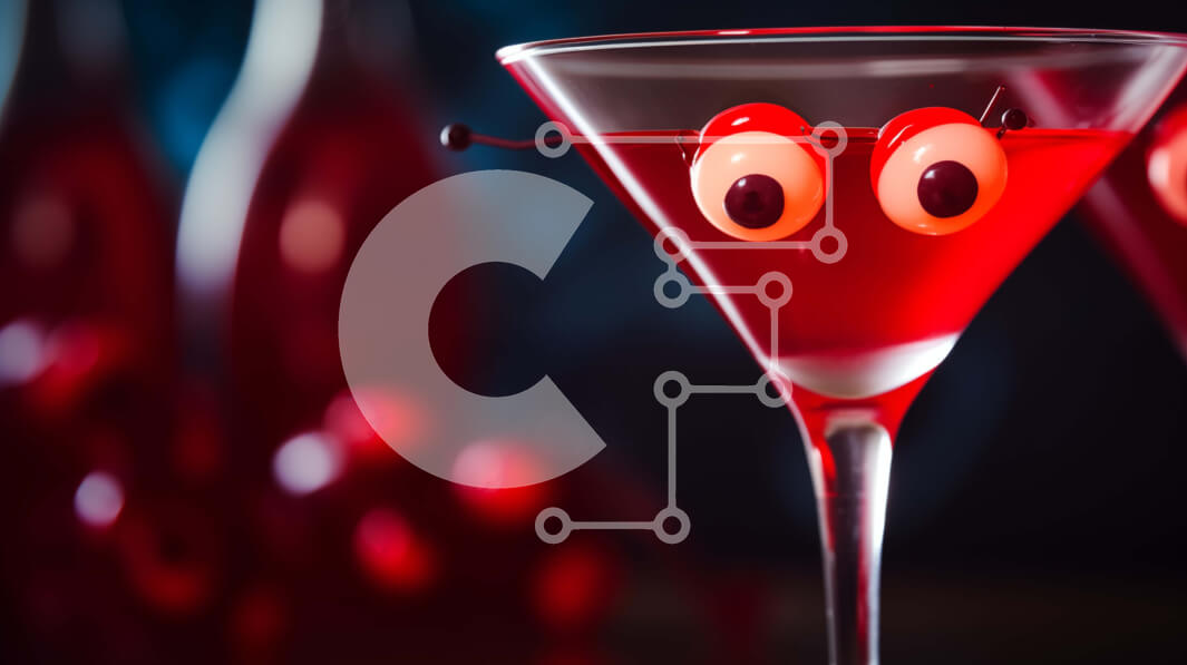 Σετ των 2 Intra Συλλεκτικό Ξύλινο Παζλ Plywood  4mm - Κόκκινο ποτήρι Martini με Googly Eyes και μπουκάλια κόκκινο κρασί Σε Ξύλινο Κουτί - Διαστάσεις: 10x10 cm – 25 κομμάτια