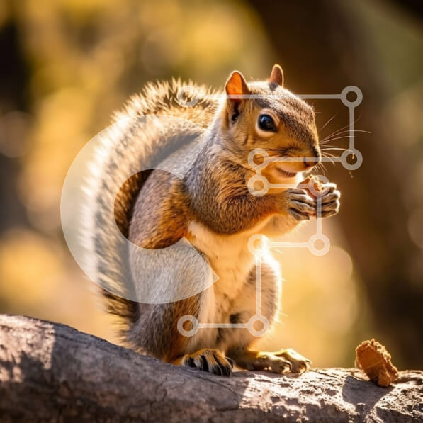 Intra Συλλεκτικό Ξύλινο Παζλ Plywood  4mm - Χαριτωμένη εικόνα ενός σκίουρου που απολαμβάνει ένα καρύδι σε ένα δέντρο Σε Ξύλινο Κουτί - Διαστάσεις: 10x10 cm – 25 κομμάτια