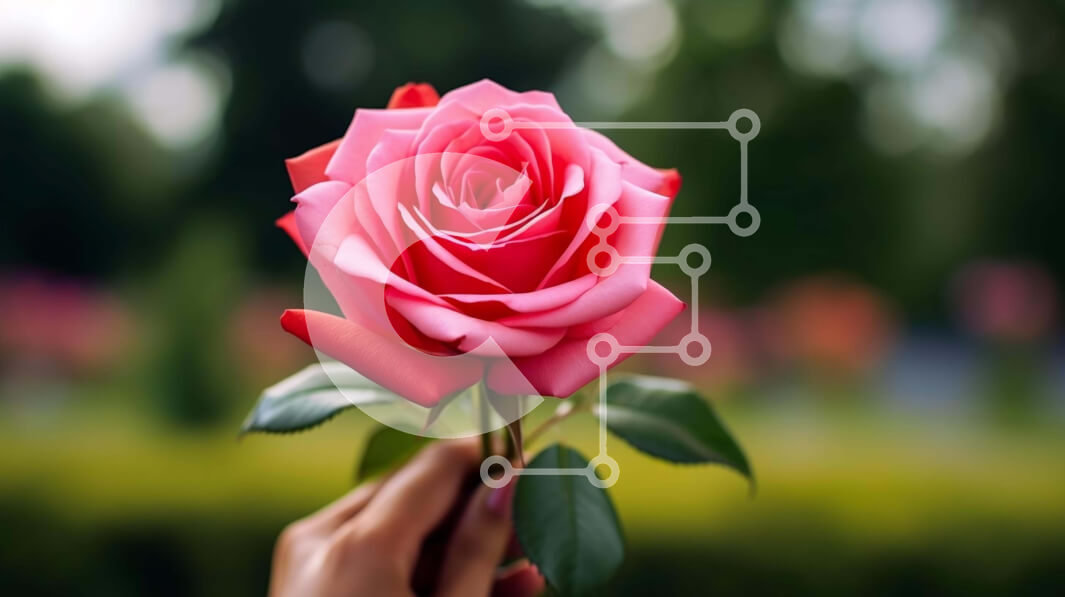 Intra Συλλεκτικό Ξύλινο Παζλ Plywood  4mm - Ροζ τριαντάφυλλο που κρατιέται στο χέρι Σε Ξύλινο Κουτί - Διαστάσεις: 10x10 cm – 25 κομμάτια