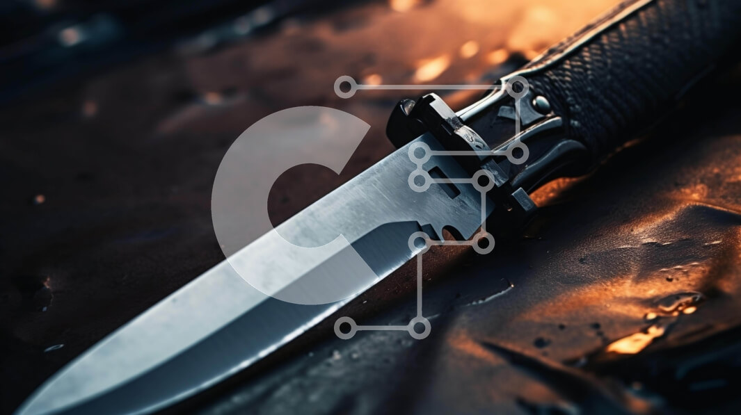 Intra Συλλεκτικό Ξύλινο Παζλ Plywood  4mm - Μαχαίρι σε υγρή επιφάνεια με πιτσίλισμα νερού Σε Ξύλινο Κουτί - Διαστάσεις: 10x10 cm – 25 κομμάτια