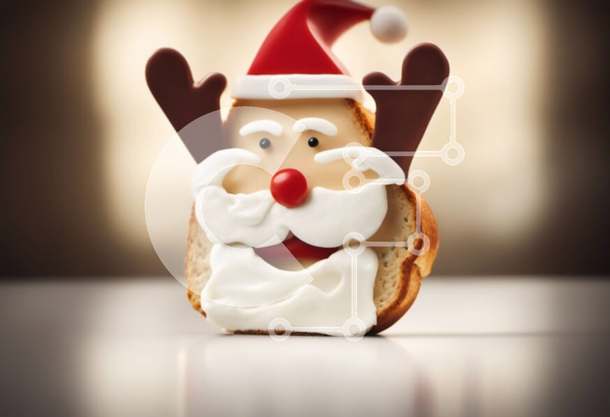 Σετ των 2 Intra Συλλεκτικό Ξύλινο Παζλ Plywood  4mm - Σάντουιτς Άγιου Βασίλη με Κέρατα ταράνδου Σε Ξύλινο Κουτί - Διαστάσεις: 10x10 cm – 25 κομμάτια