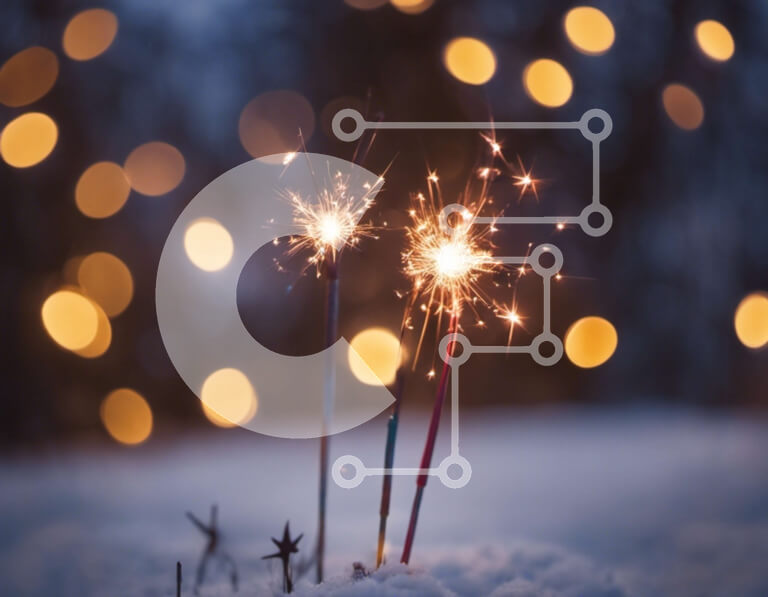 Intra Συλλεκτικό Ξύλινο Παζλ Plywood  4mm - Βεγγαλικά στο χιόνι με φώτα Bokeh Σε Ξύλινο Κουτί - Διαστάσεις Puzzle: 10x10 cm – 25 κομμάτια