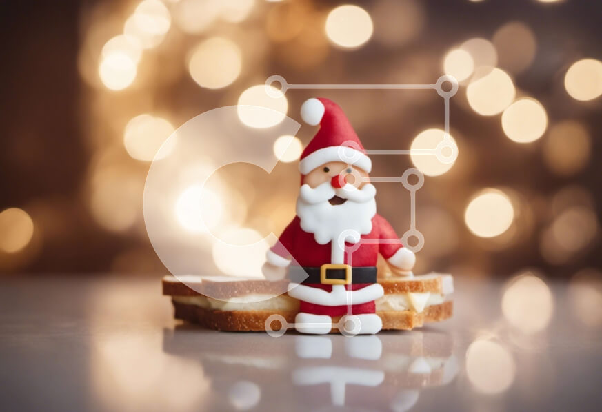 Intra Συλλεκτικό Ξύλινο Παζλ Plywood  4mm - Ειδώλιο Άγιου Βασίλη στο ψωμί με τα εορταστικά φώτα Σε Ξύλινο Κουτί - Διαστάσεις: 10x10 cm – 25 κομμάτια