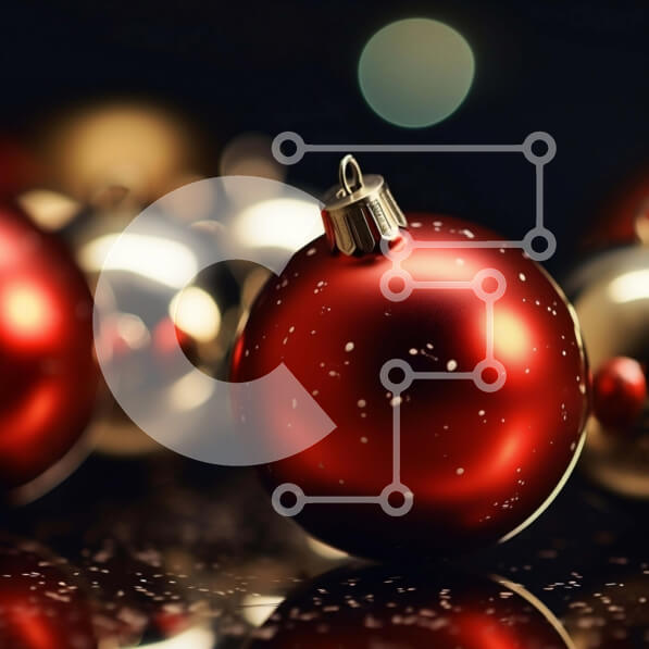 Intra Συλλεκτικό Ξύλινο Παζλ Plywood  4mm - Ομάδα στολίδια κόκκινων και χρυσών σφαιρών Σε Ξύλινο Κουτί - Διαστάσεις: 10x10 cm – 25 κομμάτια