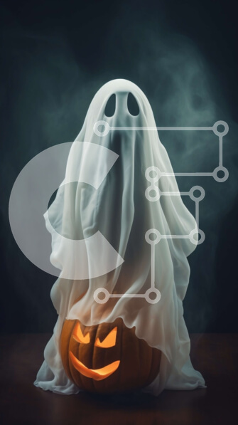 Intra Συλλεκτικό Ξύλινο Παζλ Plywood  4mm - Halloween Ghost στην κολοκύθα με καπνό Σε Ξύλινο Κουτί - Διαστάσεις: 10x10 cm – 25 κομμάτια