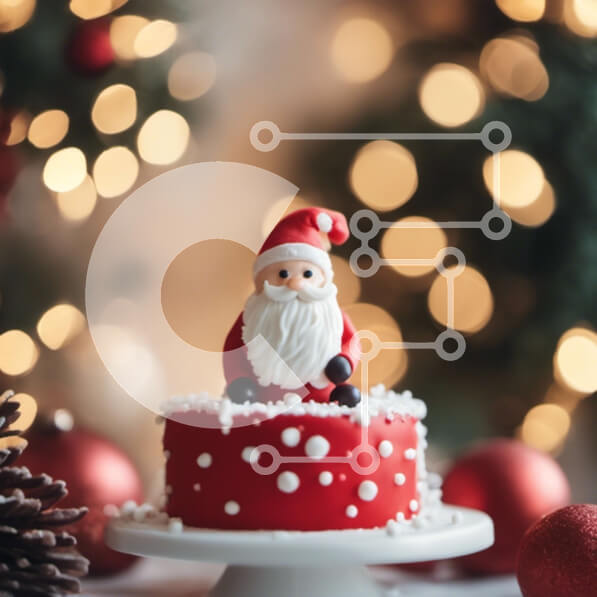 Intra Συλλεκτικό Ξύλινο Παζλ Plywood  4mm - Ειδώλιο Άγιου Βασίλη σε διακοσμημένο κέικ Σε Ξύλινο Κουτί - Διαστάσεις: 10x10 cm – 25 κομμάτια