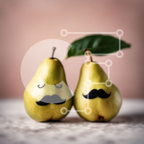 Σετ των 2 Intra Συλλεκτικό Ξύλινο Παζλ Plywood  4mm - Δύο αχλάδια με μουστάκια και ένα φύλλο Σε Ξύλινο Κουτί - Διαστάσεις: 10x10 cm – 25 κομμάτια