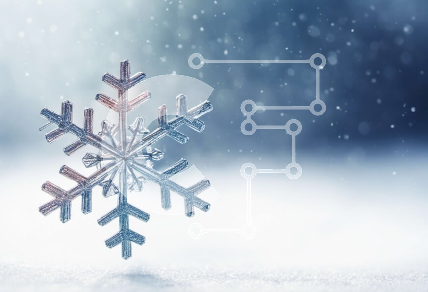 Intra Συλλεκτικό Ξύλινο Παζλ Plywood  4mm - Νιφάδα χιονιού σε φόντο χιονιού Σε Ξύλινο Κουτί - Διαστάσεις Puzzle: 10x10 cm – 25 κομμάτια