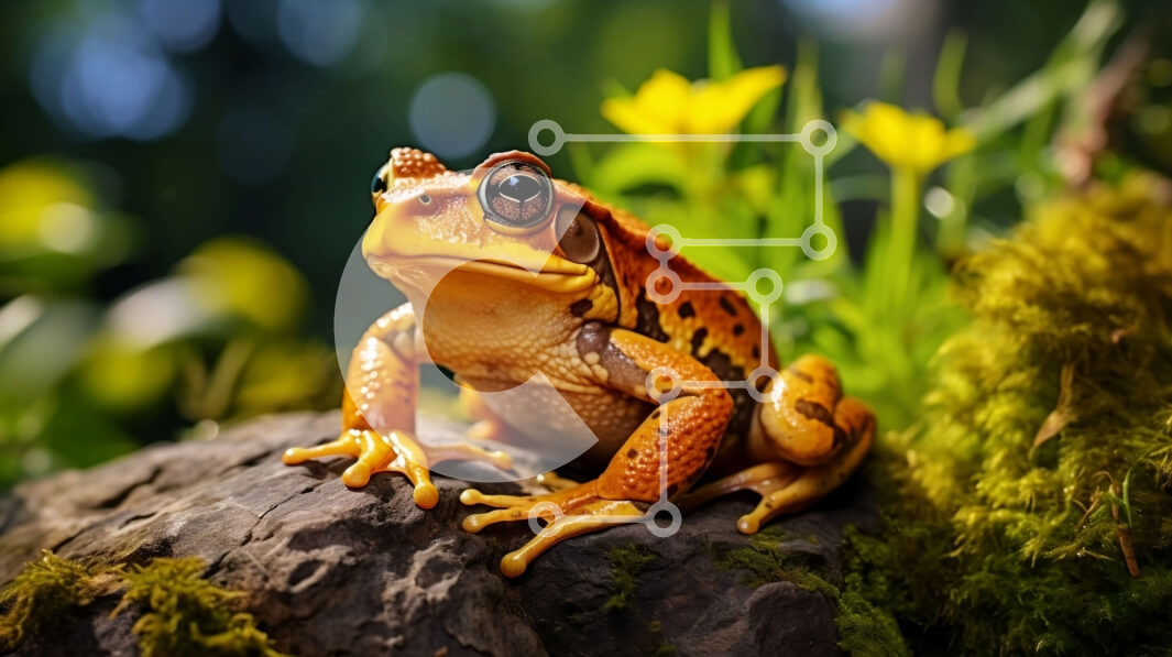 Intra Συλλεκτικό Ξύλινο Παζλ Plywood  4mm - Καφέ βάτραχος που κάθεται στο βράχο στο δάσος Σε Ξύλινο Κουτί - Διαστάσεις: 10x10 cm – 25 κομμάτια