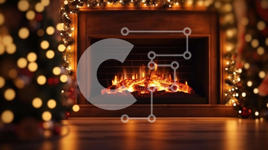 Intra Συλλεκτικό Ξύλινο Παζλ Plywood  4mm - Χριστουγεννιάτικο τζάκι με φωτάκια και στολίδια Σε Ξύλινο Κουτί - Διαστάσεις Puzzle: 10x10 cm – 25 κομμάτια