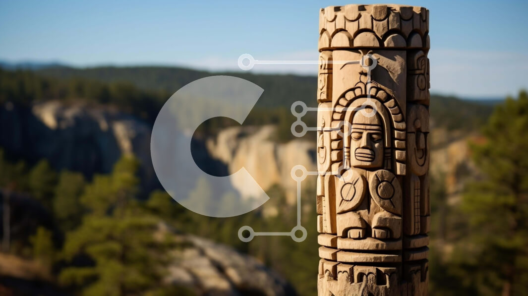 Intra Συλλεκτικό Ξύλινο Παζλ Plywood  4mm - Περίτεχνα σκαλισμένος ξύλινος στύλος με ινδικό σχέδιο κεφαλιού Σε Ξύλινο Κουτί - Διαστάσεις Puzzle: 10x10 cm – 25 κομμάτια