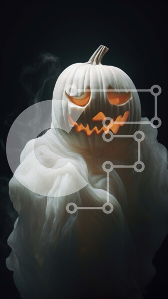 Intra Συλλεκτικό Ξύλινο Παζλ Plywood  4mm - Λευκή κολοκύθα που επιπλέει στον αέρα με τον καπνό Σε Ξύλινο Κουτί - Διαστάσεις Puzzle: 10x10 cm – 25 κομμάτια