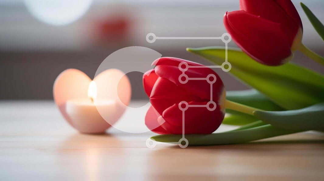 Intra Συλλεκτικό Ξύλινο Παζλ Plywood  4mm - Σύνθεση Τουλίπας του Αγίου Βαλεντίνου με κερί Σε Ξύλινο Κουτί - Διαστάσεις: 10x10 cm – 25 κομμάτια