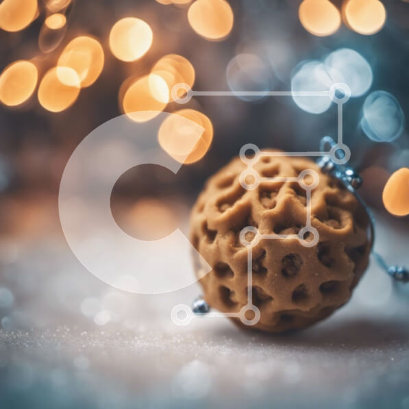 Intra Συλλεκτικό Ξύλινο Παζλ Plywood  4mm - Στρογγυλή μπάλα μπισκότων σε χιονισμένο φόντο Σε Ξύλινο Κουτί - Διαστάσεις Puzzle: 10x10 cm – 25 κομμάτια