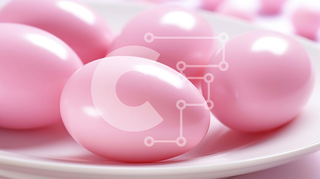 Intra Συλλεκτικό Ξύλινο Παζλ Plywood  4mm - Λευκό πιάτο με ροζ Πασχαλινά αυγά Σε Ξύλινο Κουτί - Διαστάσεις Puzzle: 10x10 cm – 25 κομμάτια