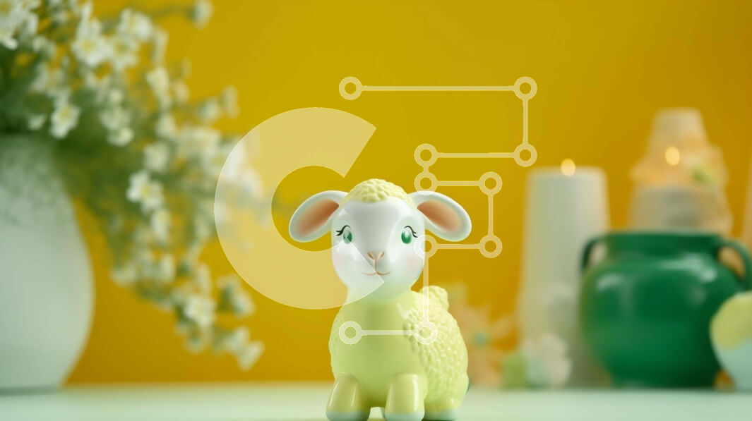 Intra Συλλεκτικό Ξύλινο Παζλ Plywood  4mm - Κίτρινο παιχνίδι πρόβατο με λουλούδια και κεριά σε γλάστρες Σε Ξύλινο Κουτί - Διαστάσεις: 10x10 cm – 25 κομμάτια