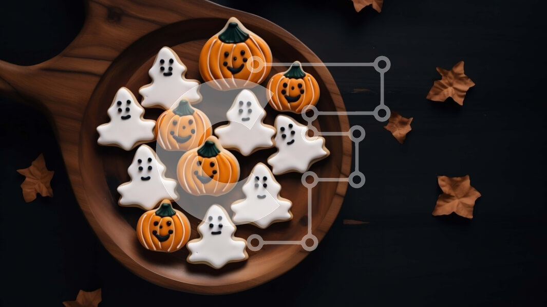 Σετ των 2 Intra Συλλεκτικό Ξύλινο Παζλ Plywood  4mm - Μπισκότα με θέμα το Halloween σε φθινοπωρινή ξύλινη σανίδα Σε Ξύλινο Κουτί - Διαστάσεις: 10x10 cm – 25 κομμάτια