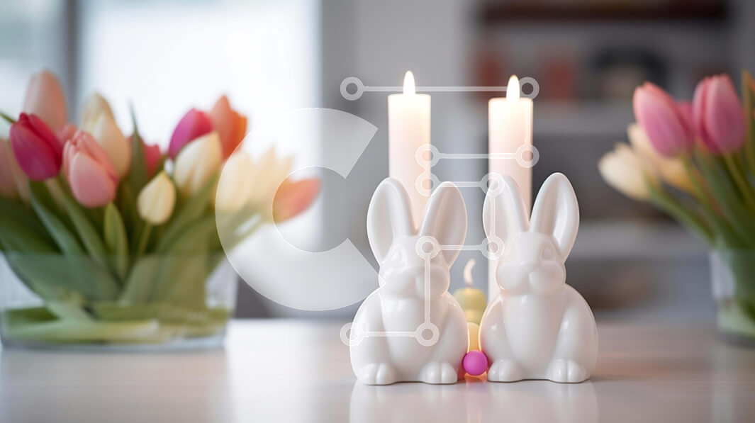 Intra Συλλεκτικό Ξύλινο Παζλ Plywood  4mm - Διακόσμηση τραπεζιού πασχαλινό λαγουδάκι και τουλίπα Σε Ξύλινο Κουτί - Διαστάσεις: 10x10 cm – 25 κομμάτια