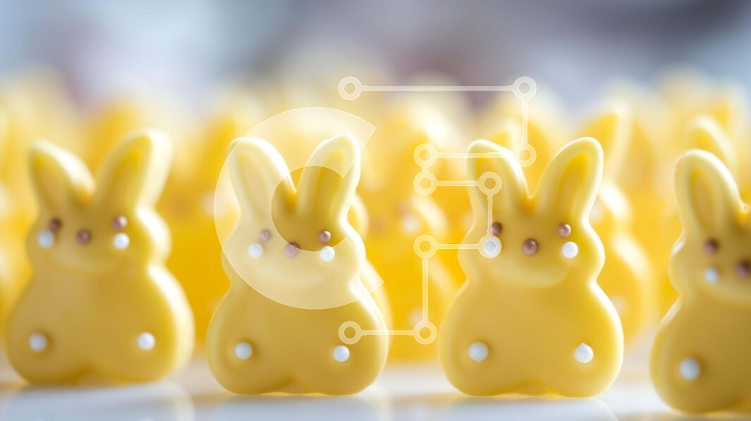 Intra Συλλεκτικό Ξύλινο Παζλ Plywood  4mm - Ομάδα κίτρινων ειδωλίων λαγουδάκι σε ένα τραπέζι Σε Ξύλινο Κουτί - Διαστάσεις Puzzle: 10x10 cm – 25 κομμάτια