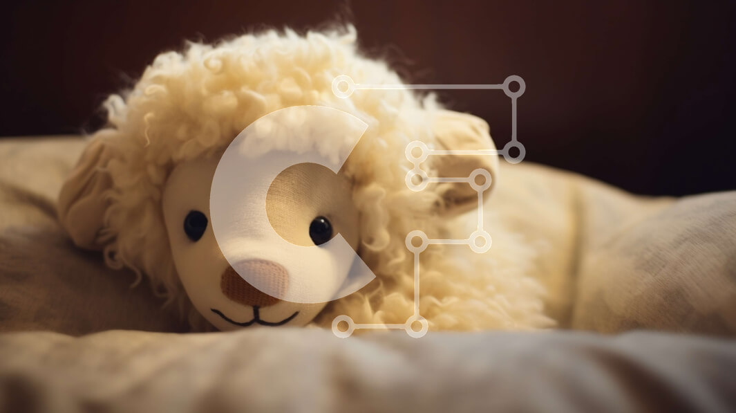 Intra Συλλεκτικό Ξύλινο Παζλ Plywood  4mm - Λευκό πρόβατο γεμιστό ζώο σε κρεβάτι Σε Ξύλινο Κουτί - Διαστάσεις: 10x10 cm – 25 κομμάτια