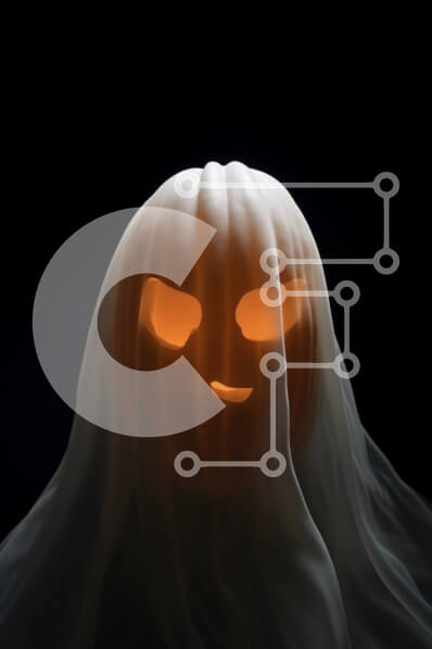 Intra Συλλεκτικό Ξύλινο Παζλ Plywood  4mm - Λευκή κολοκύθα με λαμπερά πορτοκαλί μάτια για το Halloween Σε Ξύλινο Κουτί - Διαστάσεις Puzzle: 10x10 cm – 25 κομμάτια