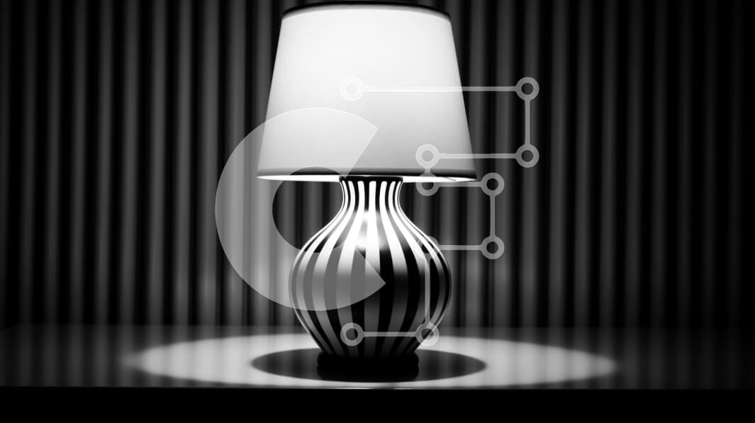 Intra Συλλεκτικό Ξύλινο Παζλ Plywood  4mm - Κομψό ασπρόμαυρο φωτιστικό σε ριγέ πάνελ τοίχου Σε Ξύλινο Κουτί - Διαστάσεις Puzzle: 10x10 cm – 25 κομμάτια