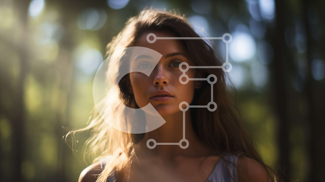 Intra Συλλεκτικό Ξύλινο Παζλ Plywood  4mm - Νεαρή γυναίκα που στέκεται στο δάσος με ένα θολό φόντο Σε Ξύλινο Κουτί - Διαστάσεις: 10x10 cm – 25 κομμάτια