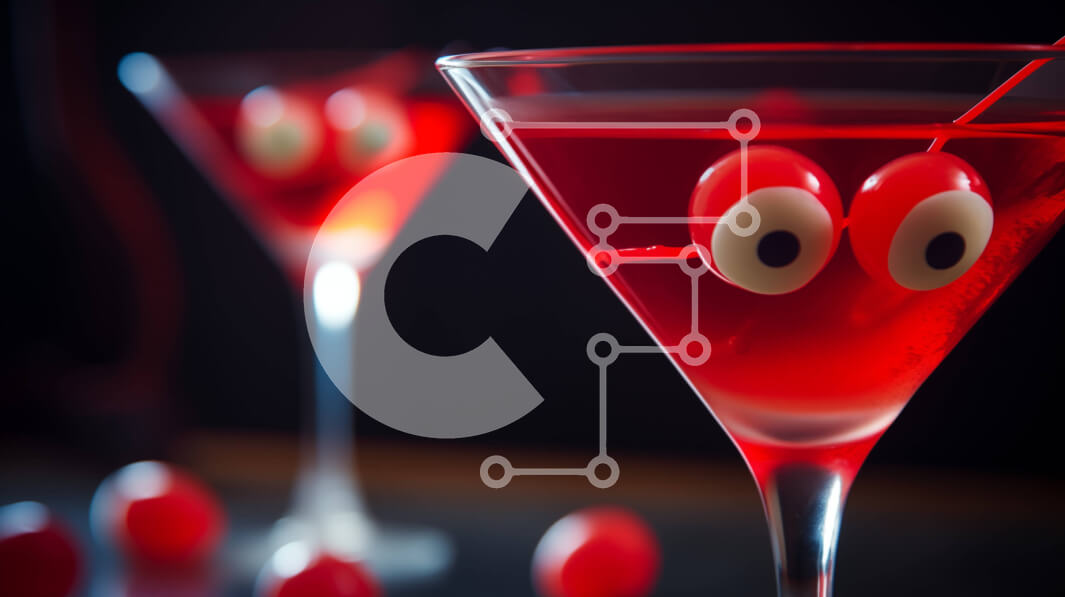 Σετ των 2 Intra Συλλεκτικό Ξύλινο Παζλ Plywood  4mm - Κόκκινο ποτήρι Martini με Googly Eyes Σε Ξύλινο Κουτί - Διαστάσεις: 10x10 cm – 25 κομμάτια